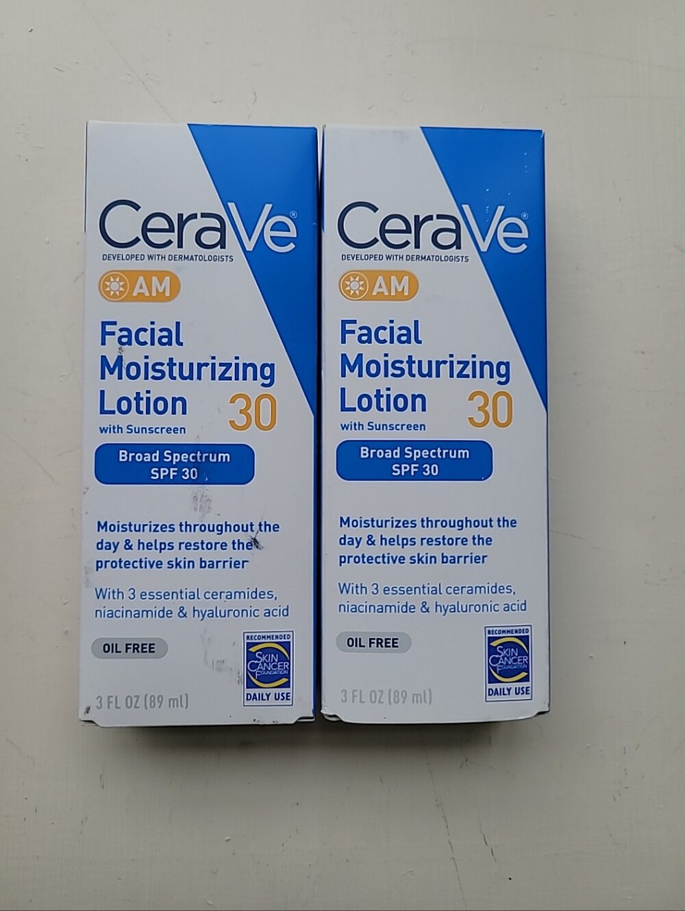 2 Pack CeraVe AM Facial Moisturizing Lotion SPF 30 Sunscreen Oil-Free 3 Oz Each